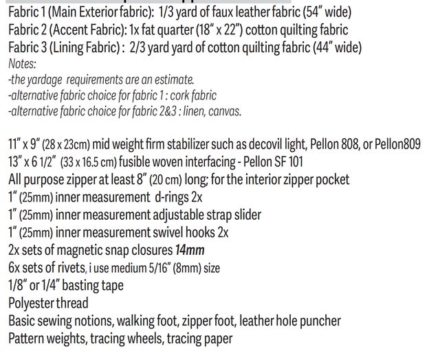 Mina Messenger Bag Full Pattern + PDF sewing tutorial - 2 sizes
